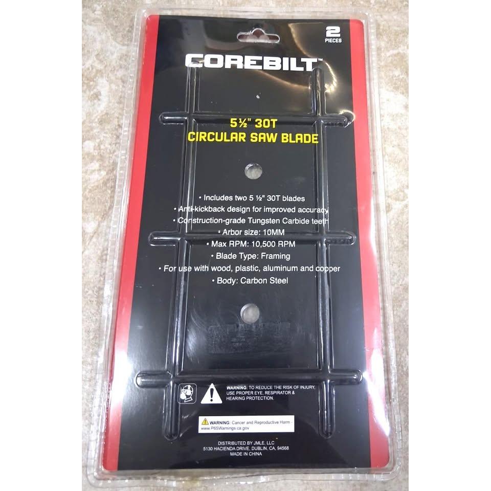 Set 2 Hojas Sierra Circular 5-1/2" Corebilt – 30T Framing | Carburo Tungsteno Anti-Kickback | Árbol 10mm | 10,500 RPM | Madera, Metal y Plástico