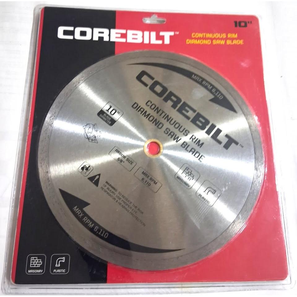 Disco Diamante Continuo 10" (25.4cm) Corebilt – Corte Húmedo | Árbol 5/8" | 6,110 RPM | Mampostería y Plástico
