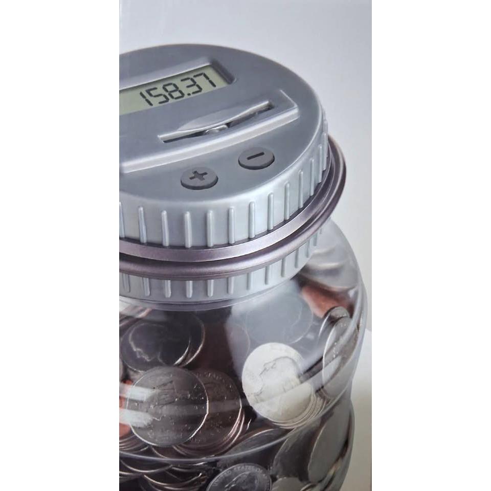 Sharper Image Digital Coin Jar – Automatic Counting Money Jar with LCD