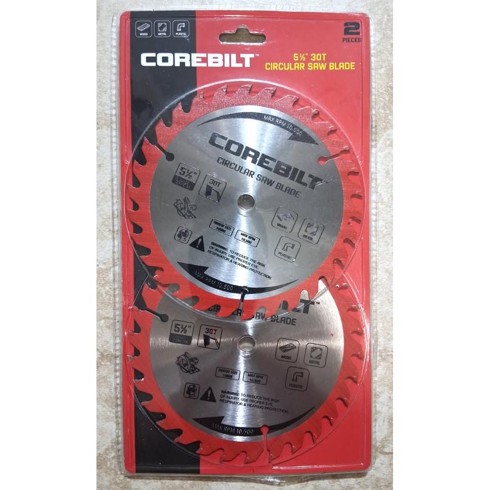 Set 2 Hojas Sierra Circular 5-1/2" Corebilt – 30T Framing | Carburo Tungsteno Anti-Kickback | Árbol 10mm | 10,500 RPM | Madera, Metal y Plástico