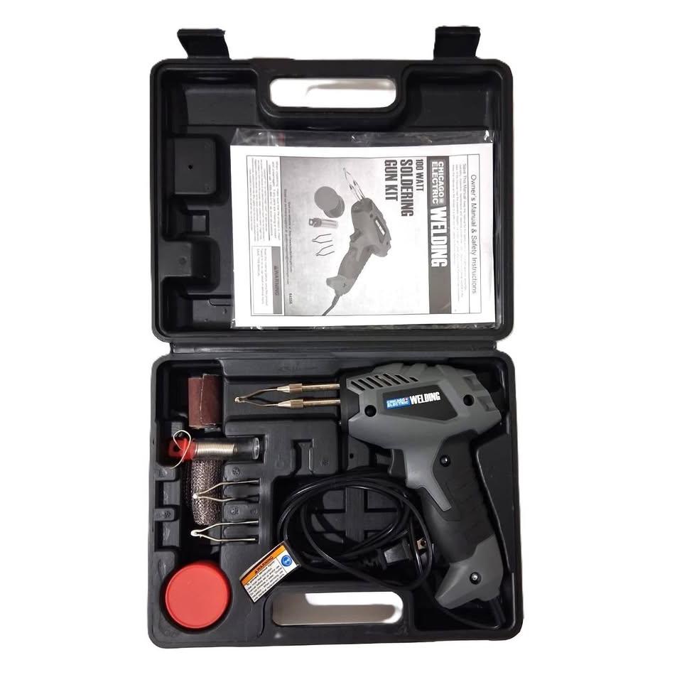Chicago Electric 100 Watt Soldering Gun Kit – with Case & Accessories