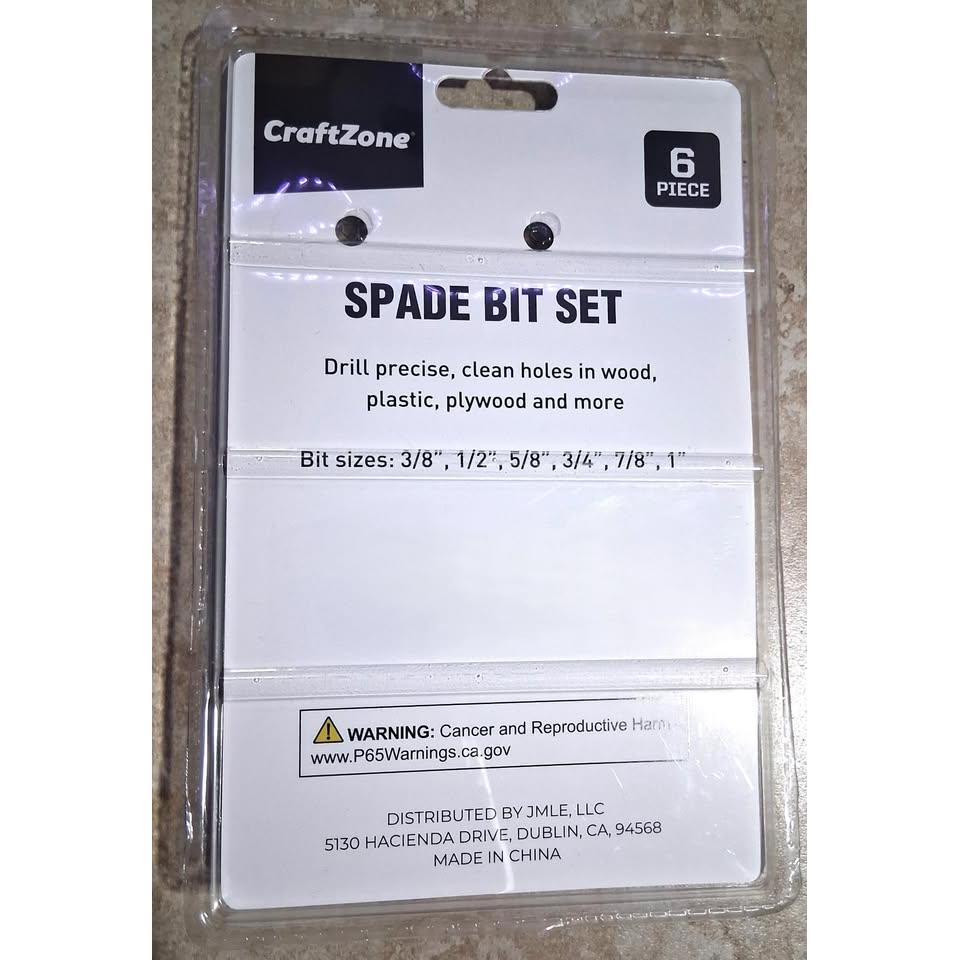 Set 6 Brocas Pala (Spade Bit) CraftZone – 3/8" a 1" | Vástago Hexagonal | Madera, Plástico y Contrachapado | Perforaciones Limpias
