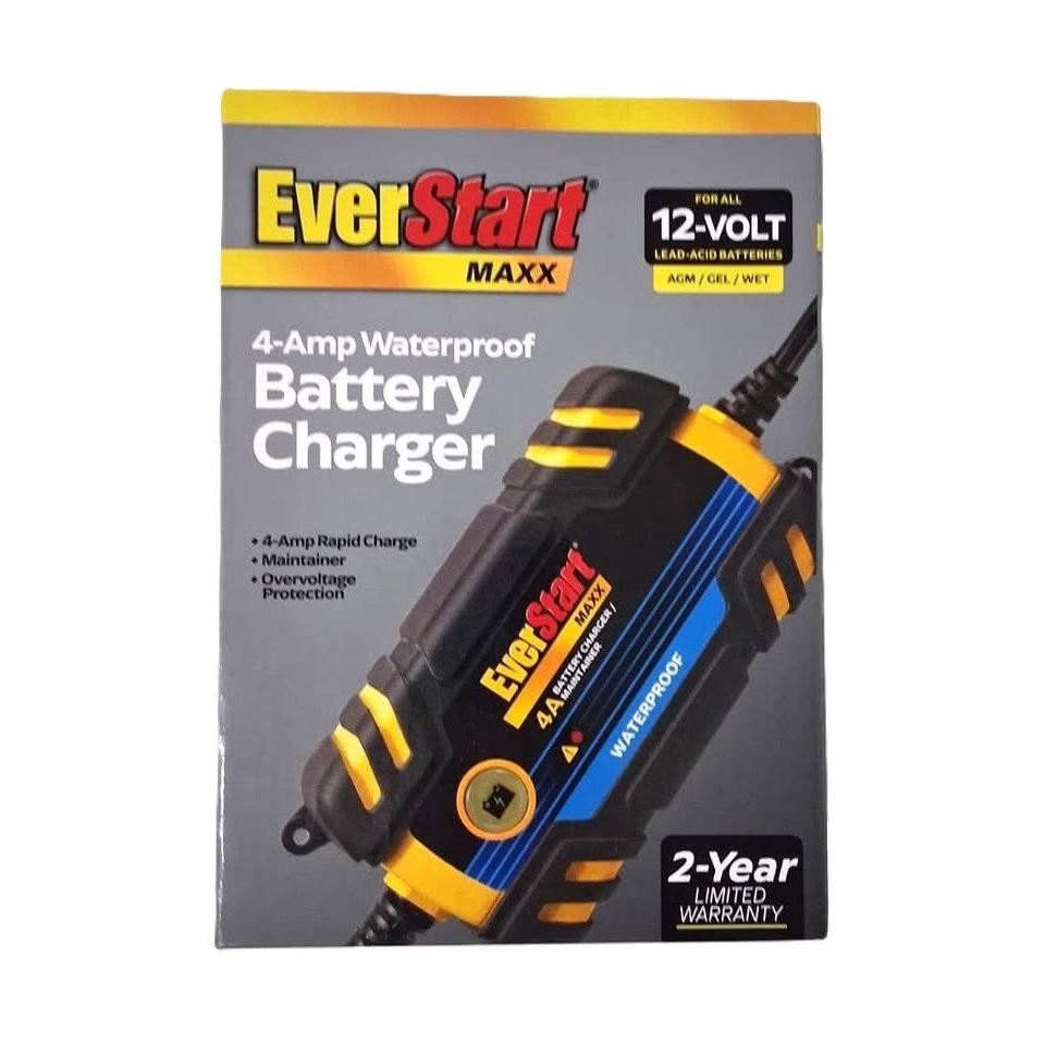 EverStart MAXX Cargador de Bateria 4-Amp Waterproof IP67 Maintainer 12V AGM GEL WET | 2-Year Warranty