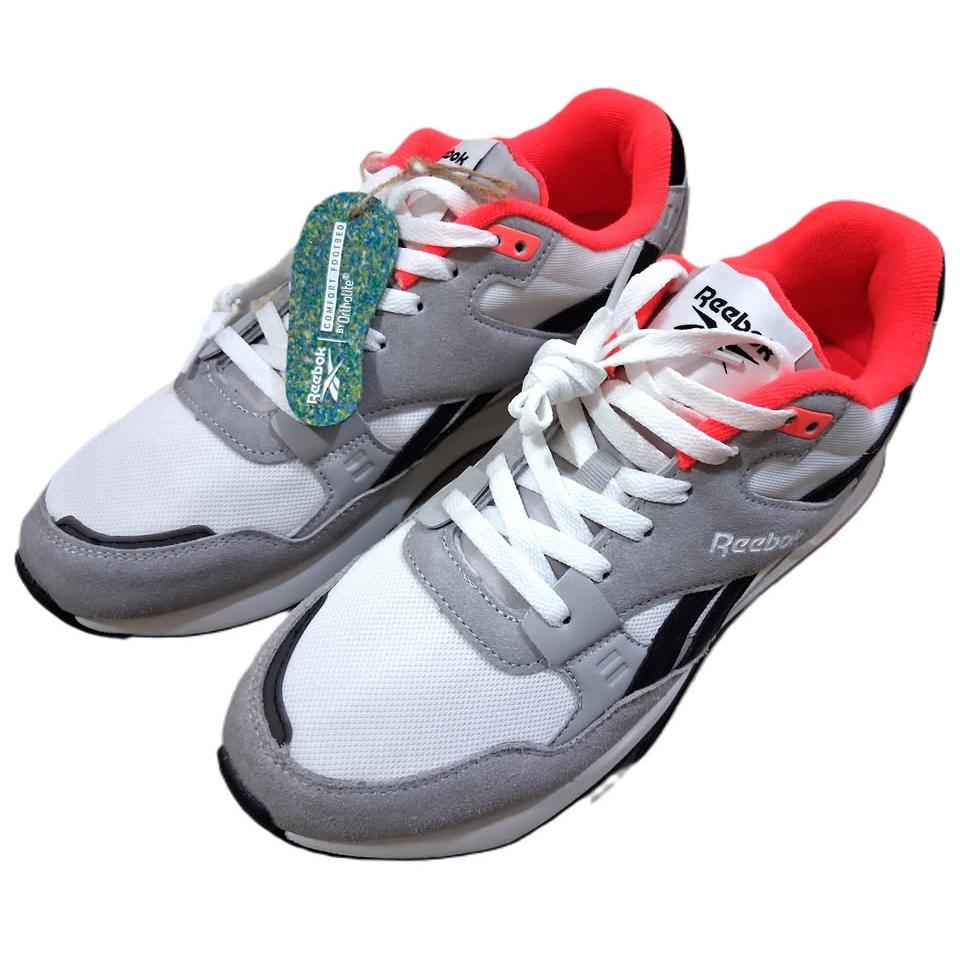 Reebok Bolton Essential – Tenis Retro Hombre Blanco/Gris/Rojo Coral – Talla US 12