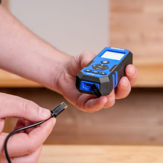 Kobalt 200 ft Rechargeable Laser Distance Measurer – 9 Modes, Backlit Display (5413035)