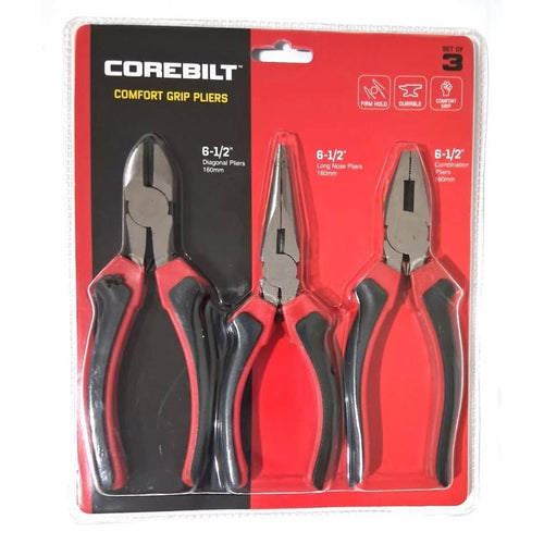CoreBilt Comfort Grip Pliers Set – 3 Pieces