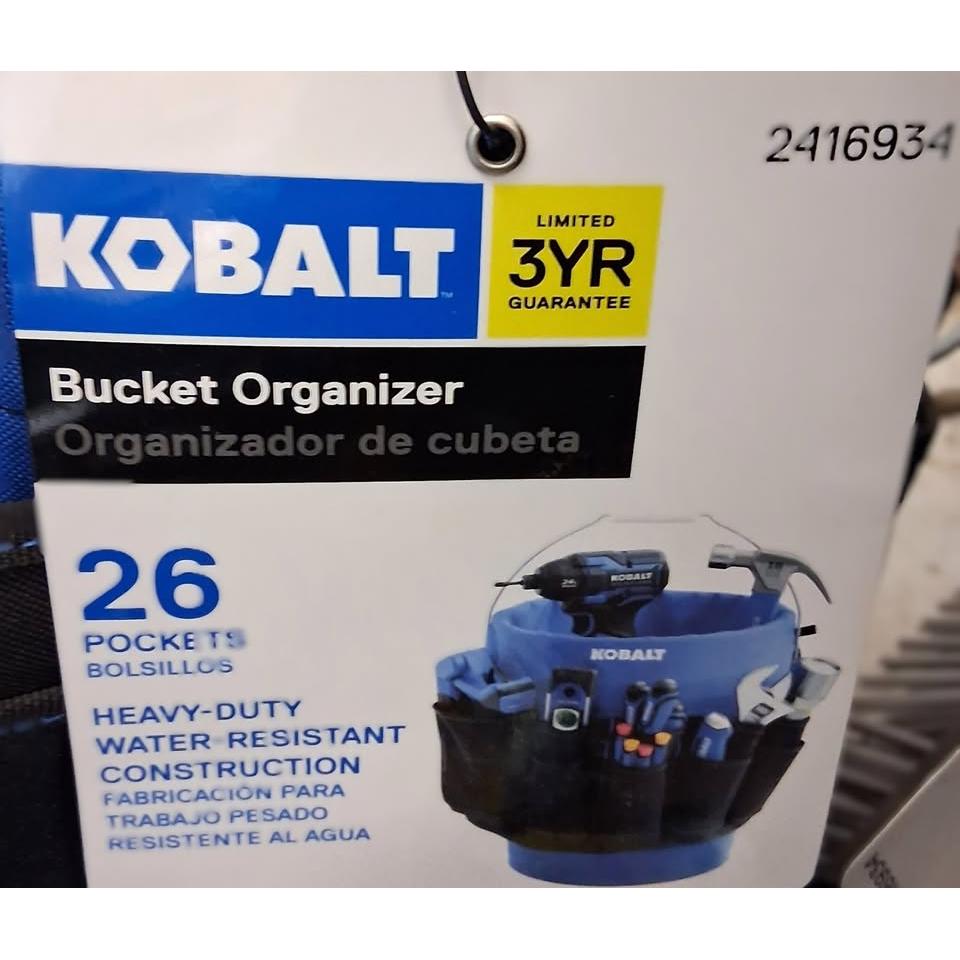 Kobalt Organizador Cubeta 26 Bolsillos Heavy-Duty Resistente al Agua — Garantía 3 Años
