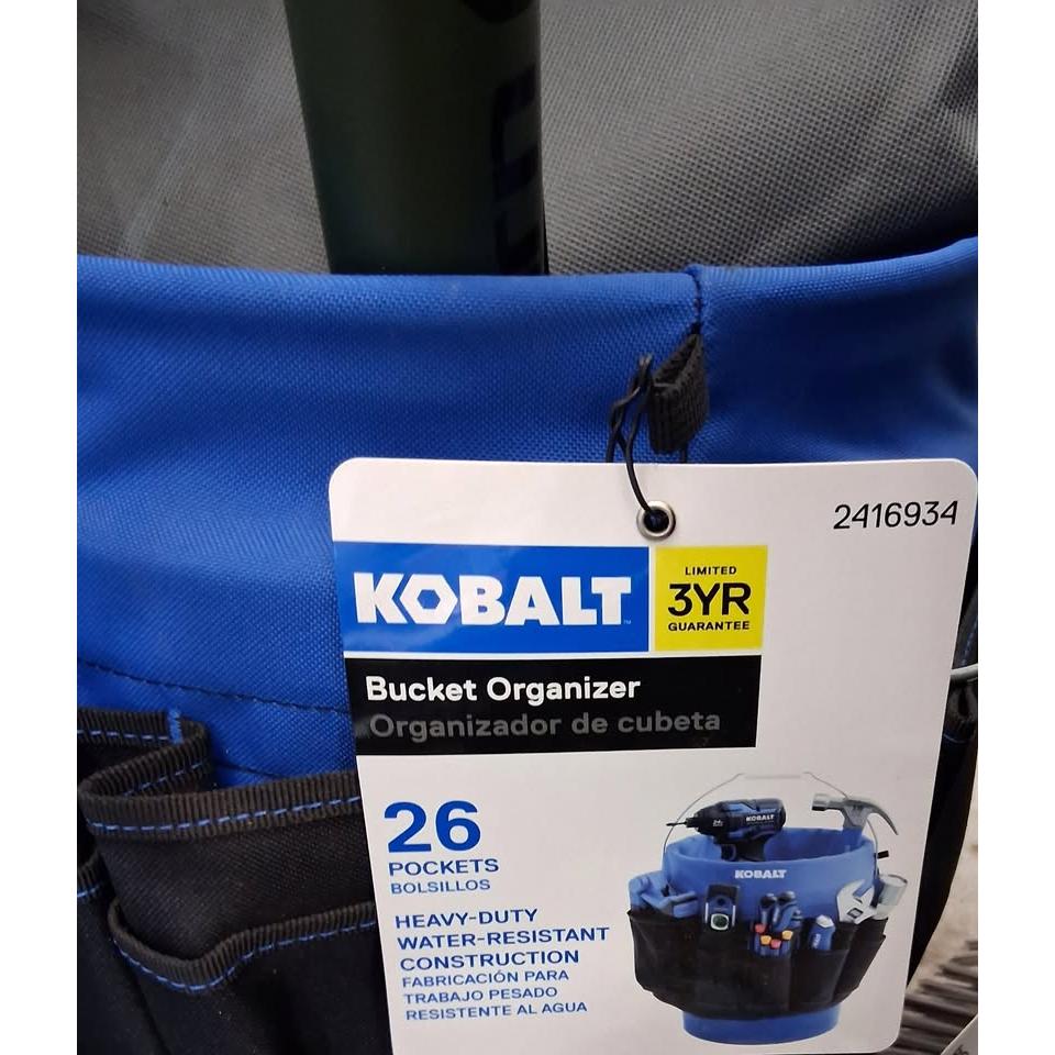 Kobalt Organizador Cubeta 26 Bolsillos Heavy-Duty Resistente al Agua — Garantía 3 Años