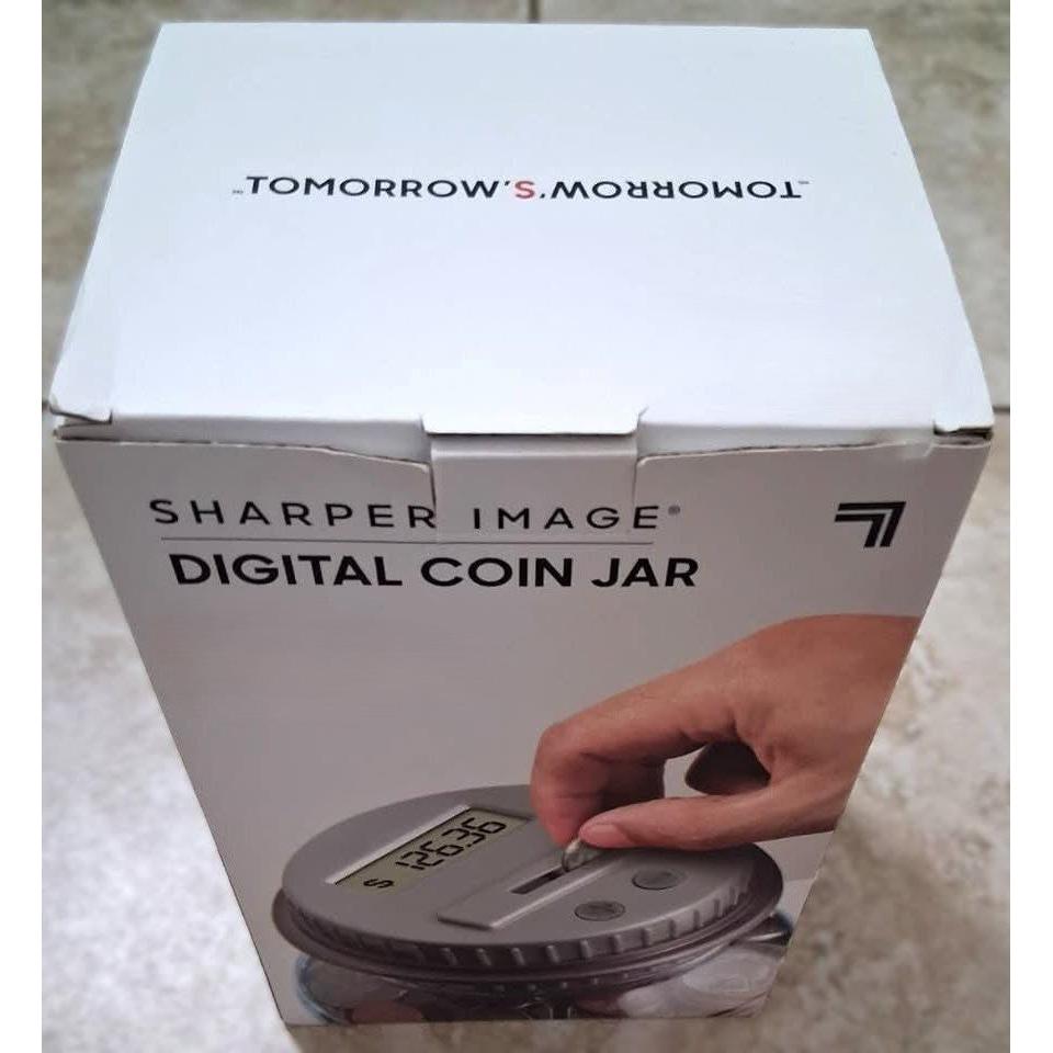 Sharper Image Digital Coin Jar – Automatic Counting Money Jar with LCD