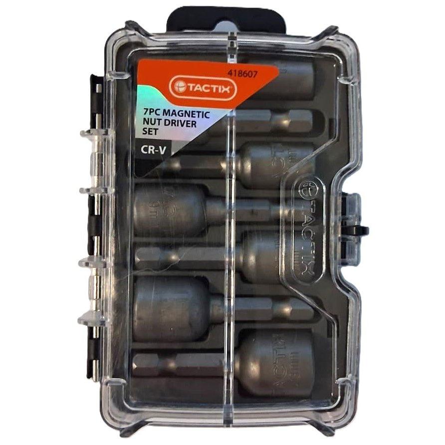 TACTIX Set 7 Nut Drivers Magnéticos Cr-V Métrico 6mm a 13mm Estuche Compacto 418607
