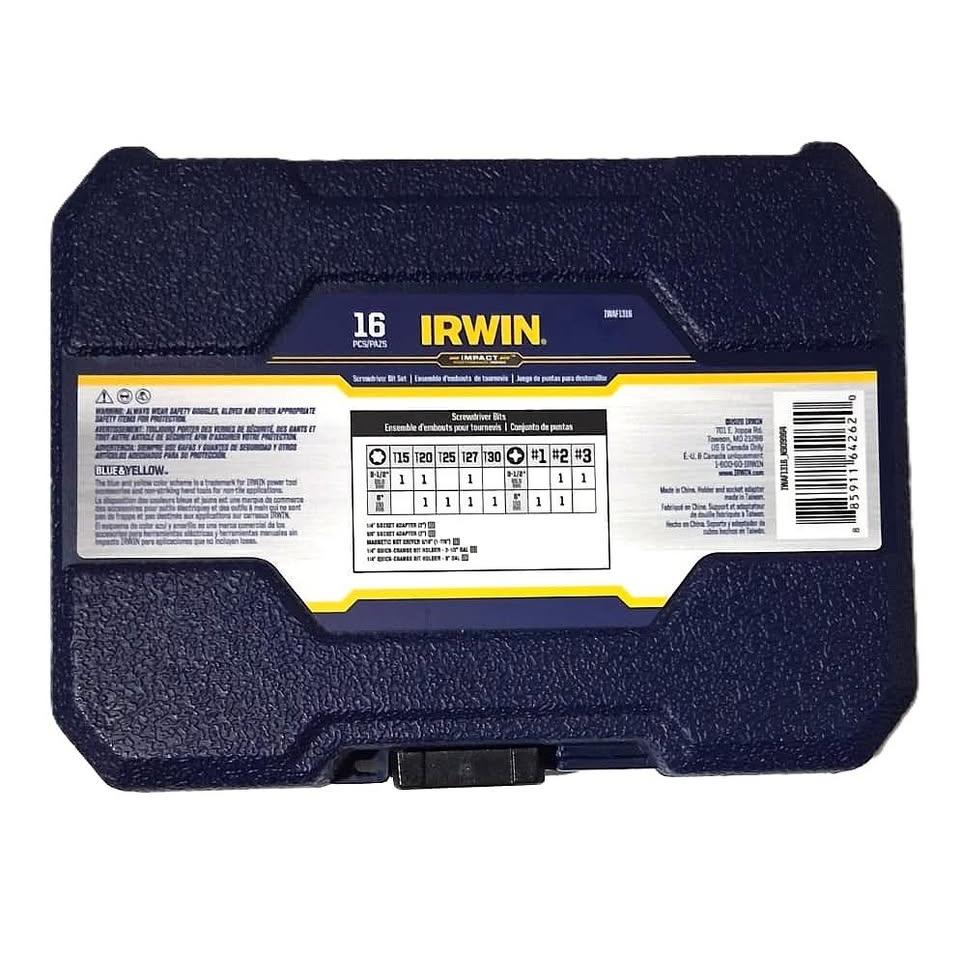 IRWIN IMPACT Screwdriver Bit Set – 16 Pieces (IWAF1316)