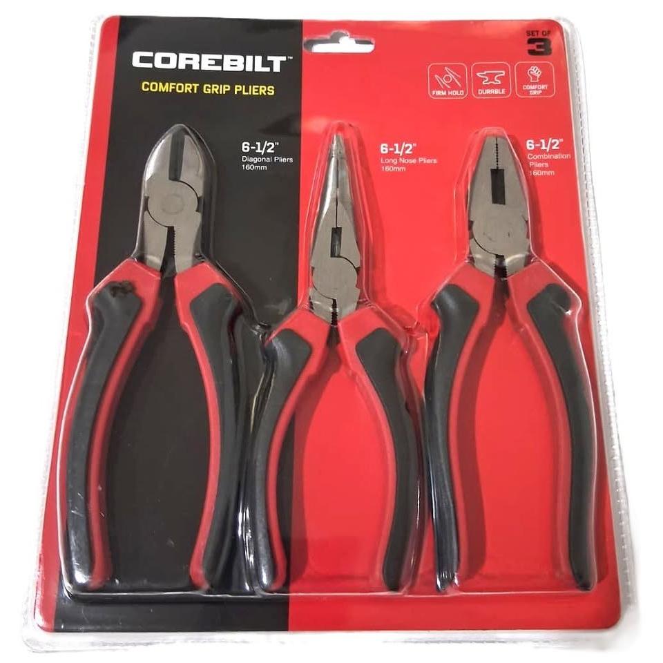 CoreBilt Comfort Grip Pliers Set – 3 Pieces