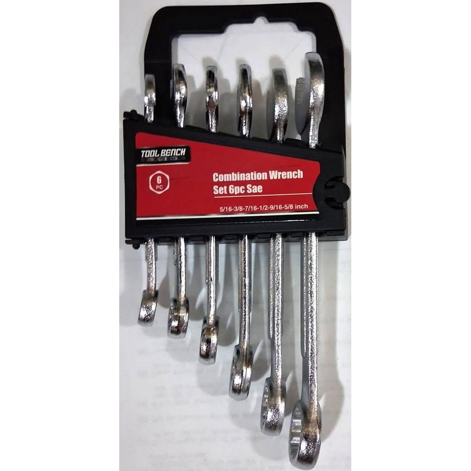 TOOL BENCH Juego 6 Llaves Combinadas SAE Cromadas 5/16" a 5/8"