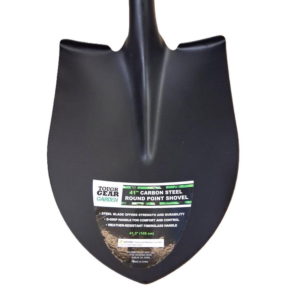 Tough Gear Garden 41" Carbon Steel Round Point Shovel – Fiberglass D-Handle