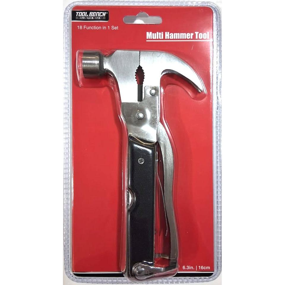 Tool Bench Platinum Multi Hammer Tool 18 en 1 — Martillo + Alicates + Sierra + Cuchillo 6.3"