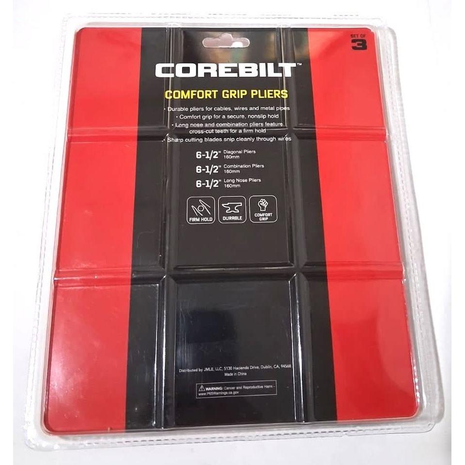 CoreBilt Comfort Grip Pliers Set – 3 Pieces