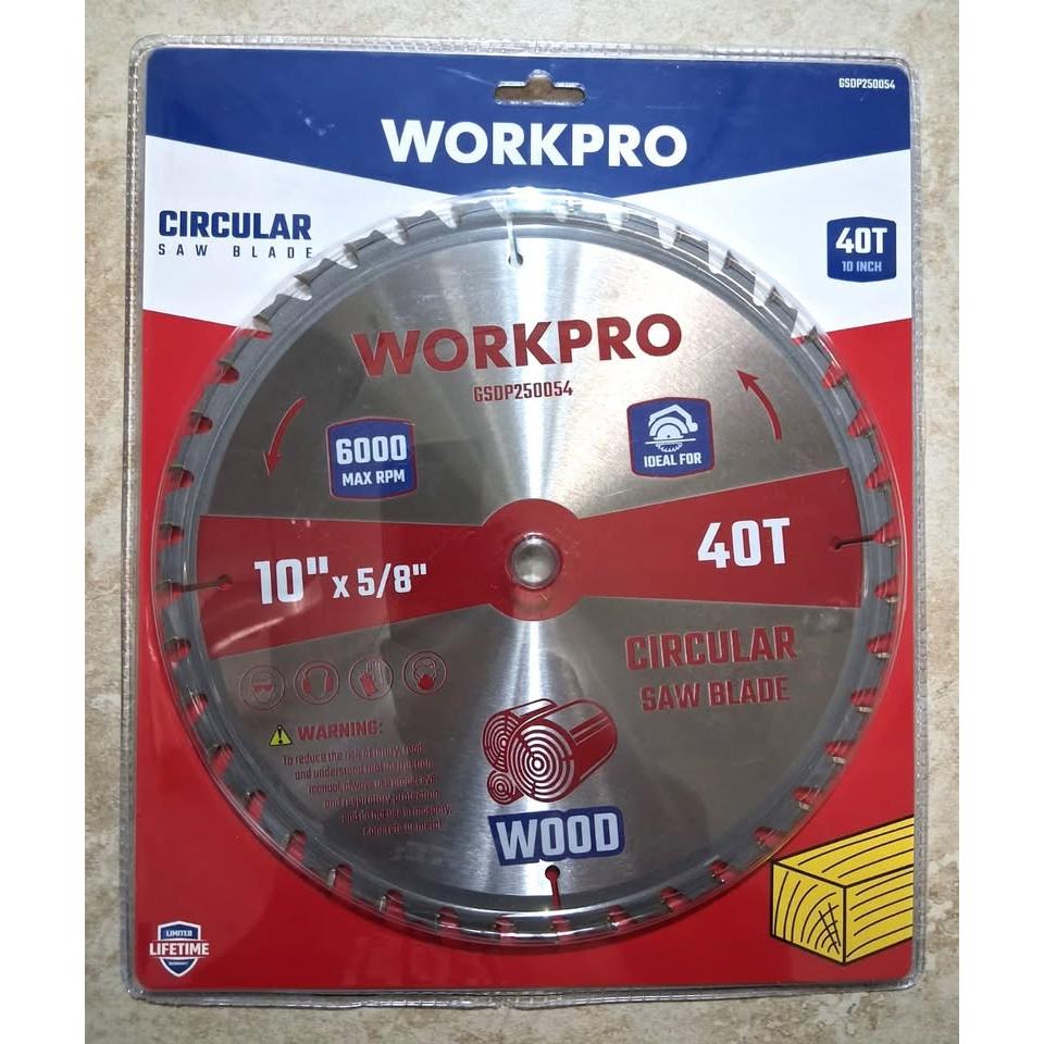 Hoja Sierra Circular 10" x 5/8" 40 Dientes WORKPRO – Carburo C3 Anti-Kickback | Madera | 6,000 RPM | Garantía de Por Vida