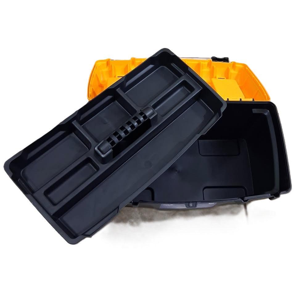 Iron Wolf 20" Plastic Tool Box – 3 Lid Compartments, Removable Tray