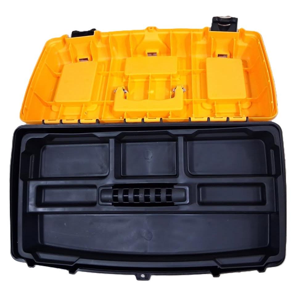 Iron Wolf 20" Plastic Tool Box – 3 Lid Compartments, Removable Tray