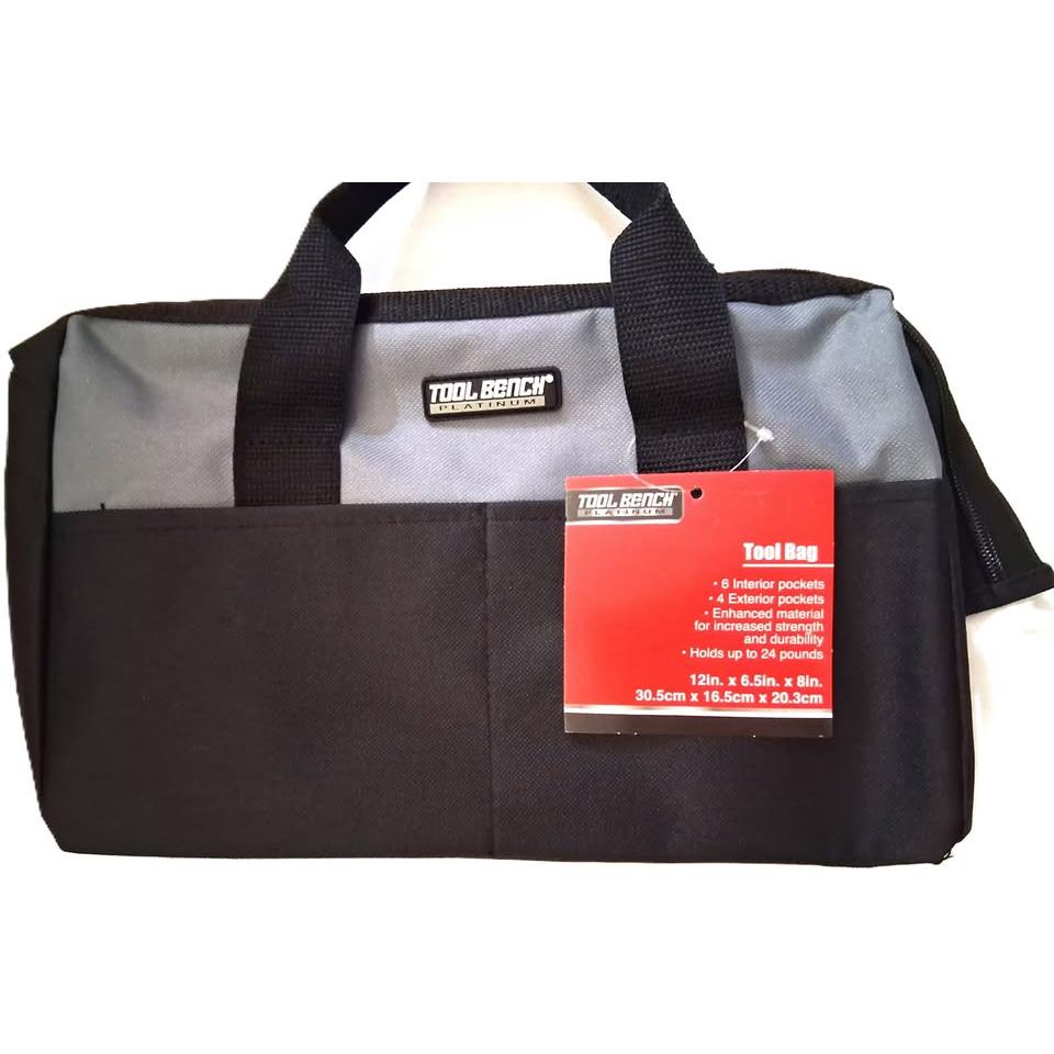 Tool Bench Platinum 12" Tool Bag – Grey, 6 Interior + 4 Exterior Pockets