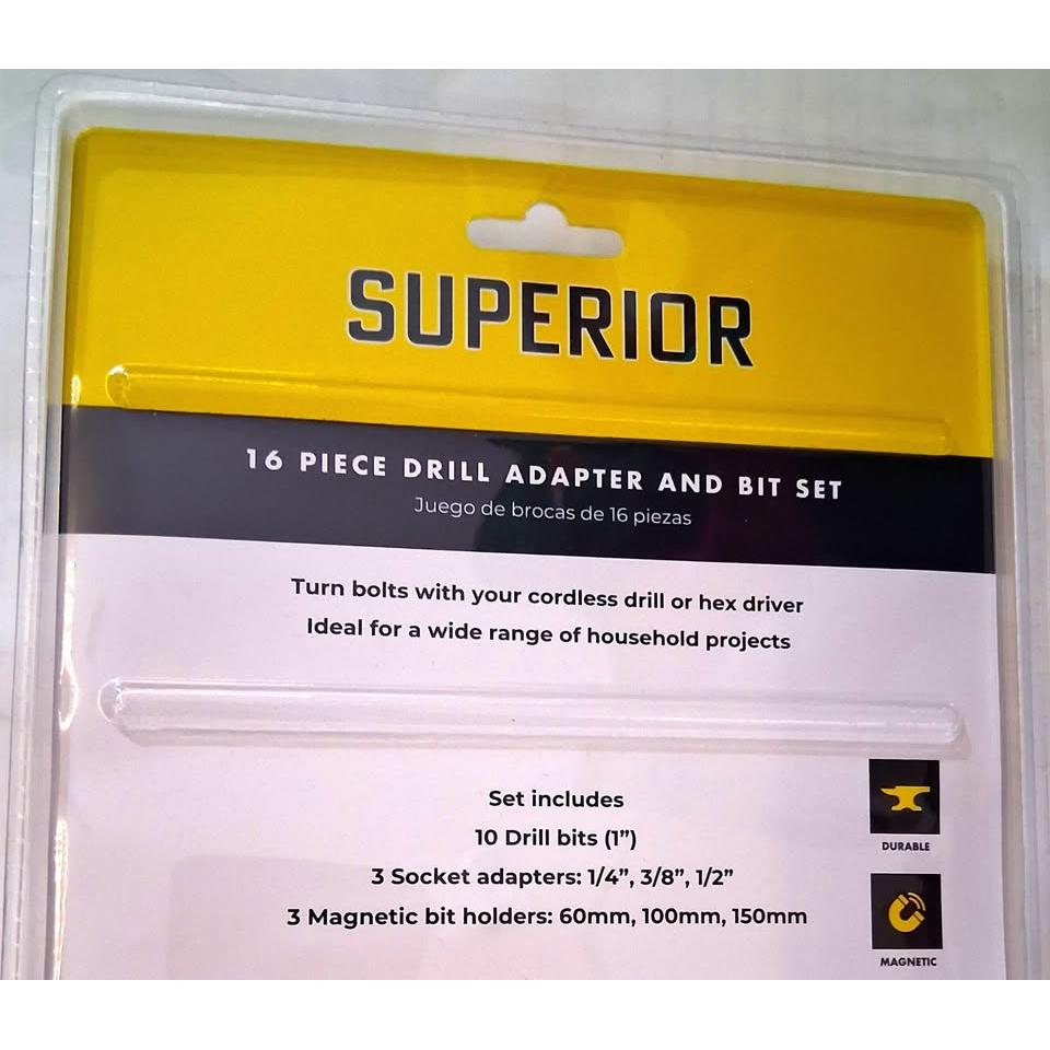 SUPERIOR 16 Piezas Drill Adapter and Bit Set Magnético Socket Adapters Portapuntas