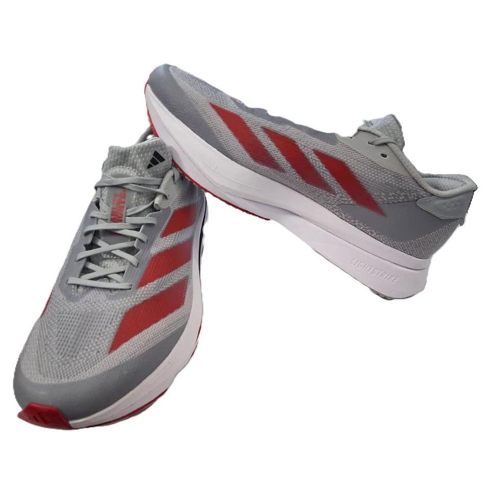 Adidas Adizero SL 2 – Vista lateral par gris/rojo fondo blanco render