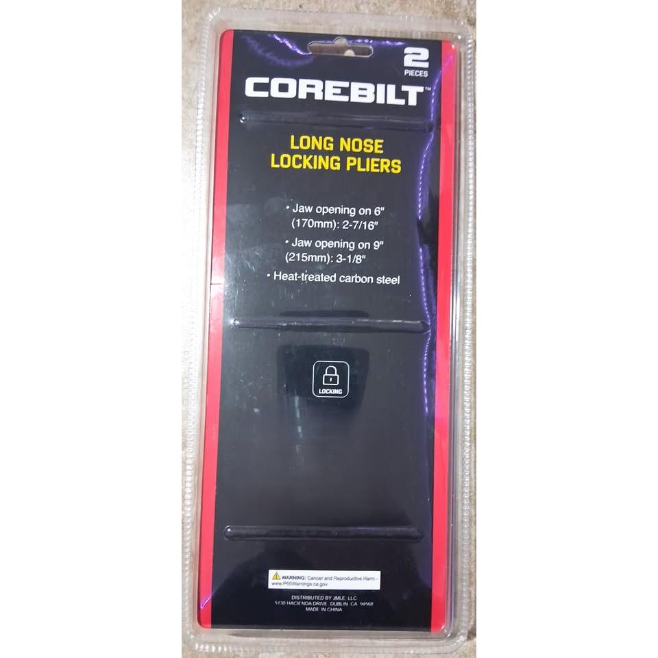 COREBILT Pack 2 Alicates de Presión Pico Largo Long Nose Locking Pliers 6" y 9" Acero Carbono
