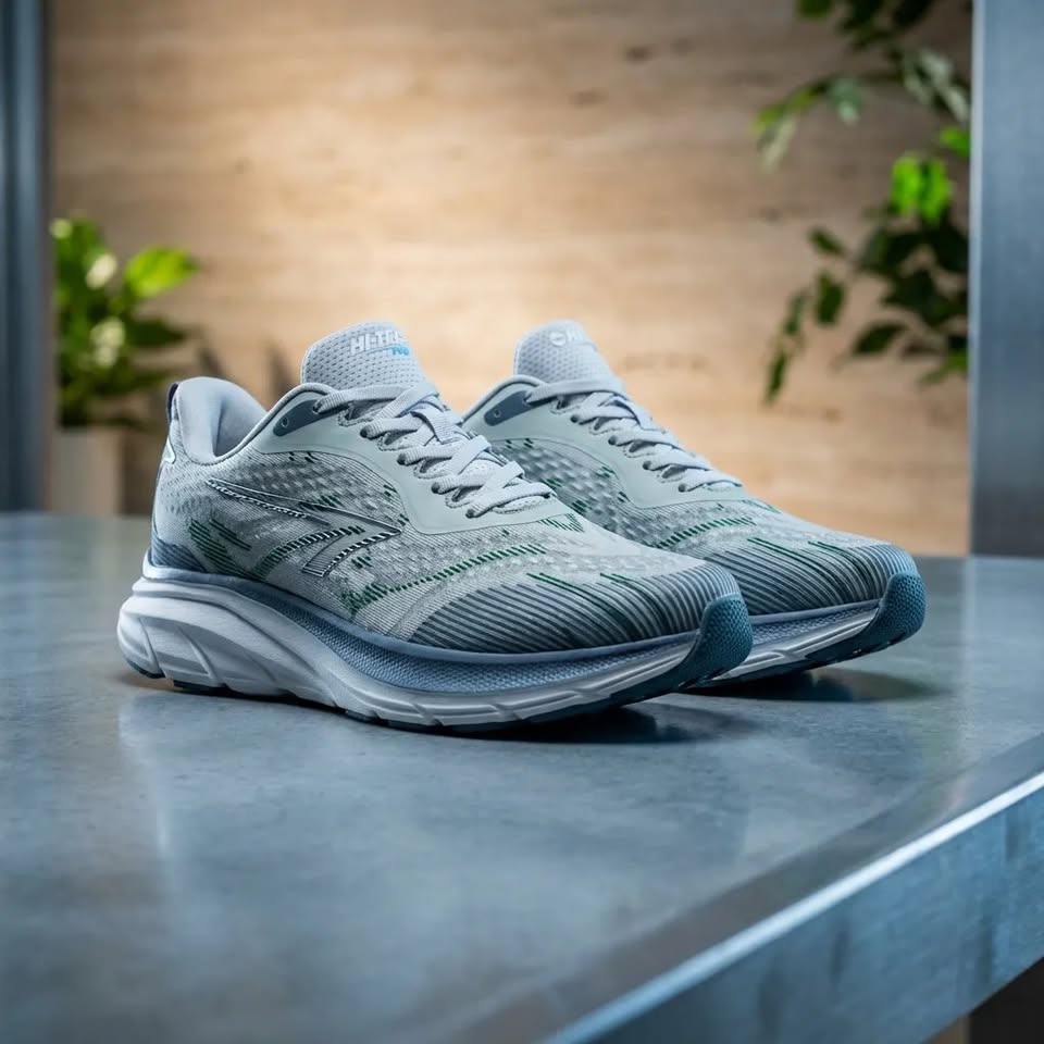 Hi-Tec Pro Running – Tenis Deportivo Hombre Gris/Verde Menta/Azul Acero – Talla US 10.5