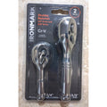 IRONMARK Pack 2 Carracas Cortas Stubby Ratchet 1/4" y 3/8" Cr-V
