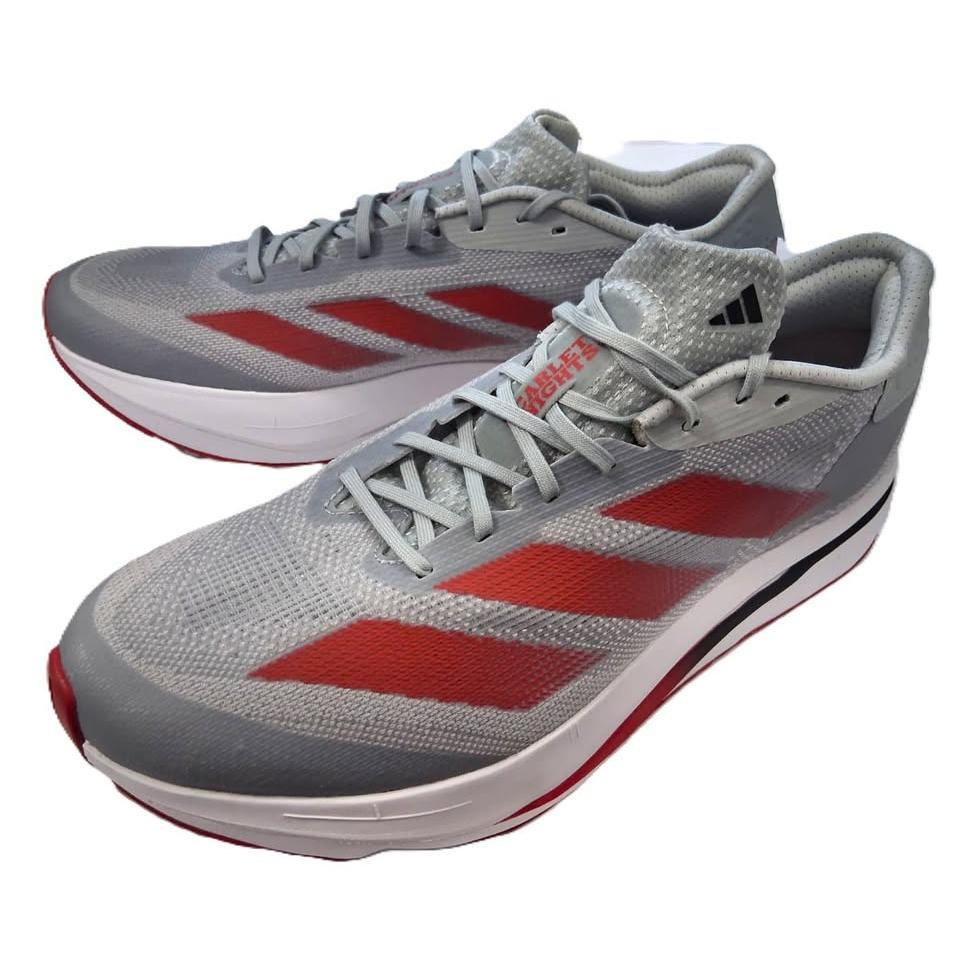 Adidas Adizero SL 2 – Vista lateral par gris suela bicolor blanca/rojo escarlata