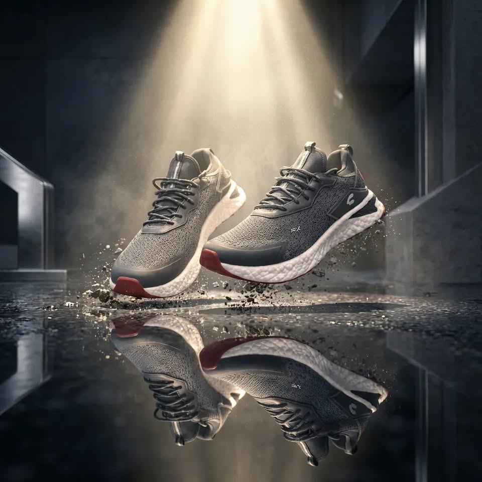 Charly PFX Runner – Tenis Running Hombre Gris Carbón/Blanco/Rojo Escarlata – Talla US 10.5