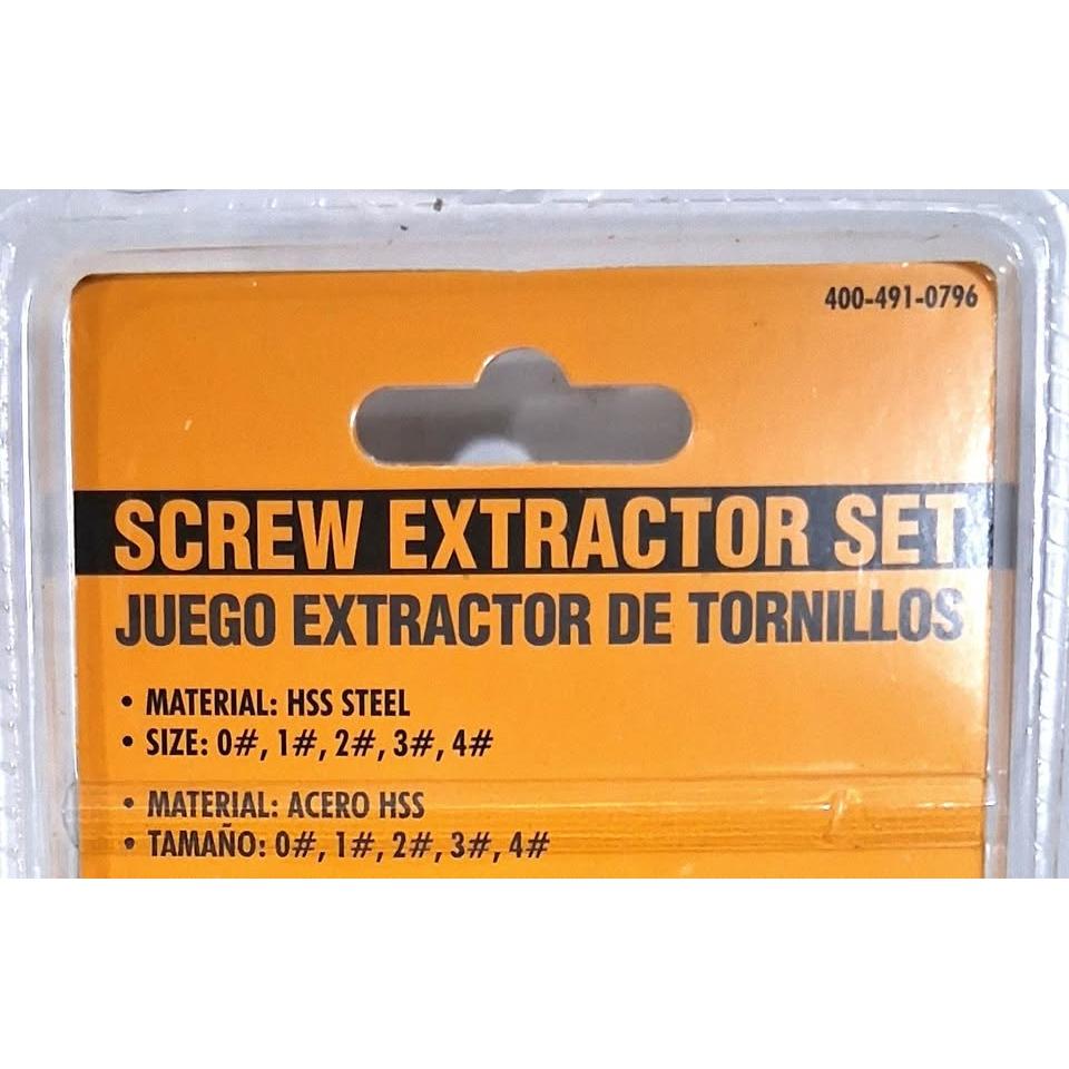 OLYMPIA TOOLS Set 5 Extractores de Tornillos Screw Extractor HSS Steel 0# a 4# 1/4" a 9/16"