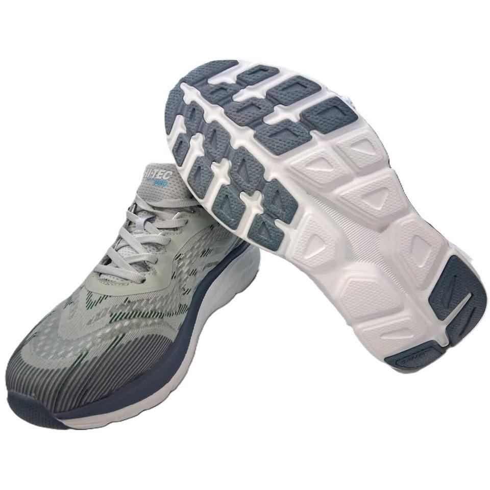 Hi-Tec Pro Running – Tenis Deportivo Hombre Gris/Verde Menta/Azul Acero – Talla US 10.5
