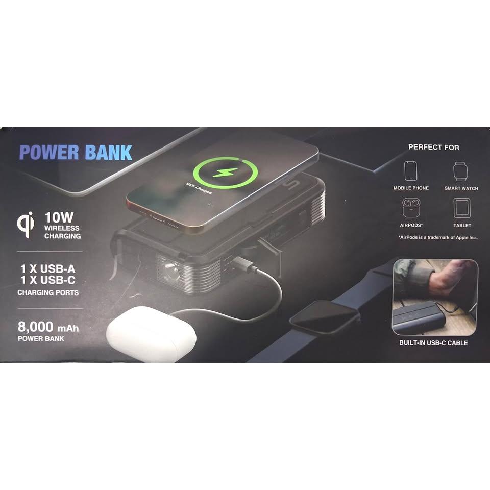 TYPE S Arrancador de Batería Inalámbrico 800A + Power Bank 8,000 mAh USB-C Qi 10W