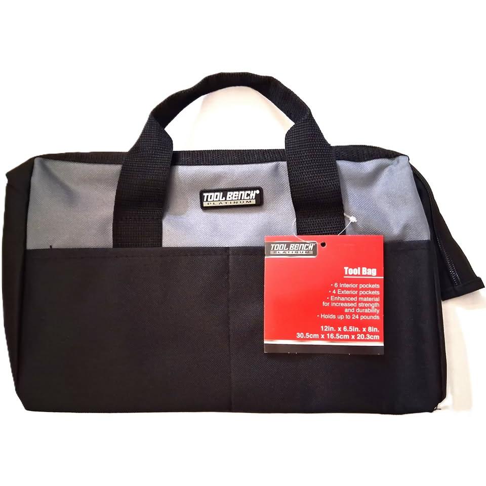 Tool Bench Platinum 12" Tool Bag – Grey, 6 Interior + 4 Exterior Pockets