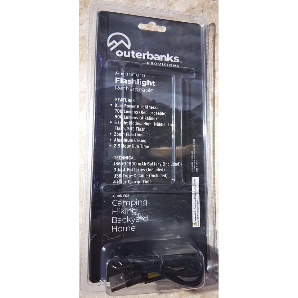Linterna Recargable Aluminio 700 Lúmenes – 5 Modos de Luz | Outerbanks Provisions