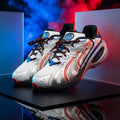 Puma Morphic – Tenis Running Hombre Blanco/Plata/Rojo Escarlata/Azul Royal – Talla US 11