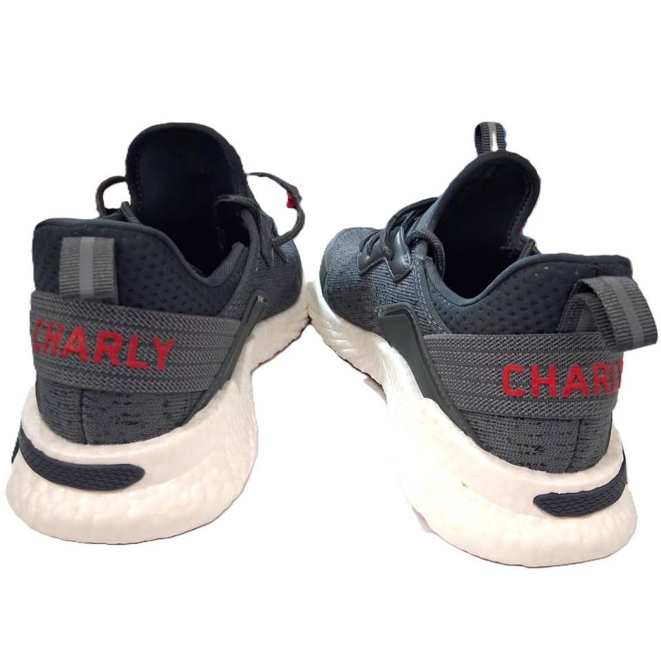 Charly PFX Runner – Tenis Running Hombre Gris Carbón/Blanco/Rojo Escarlata – Talla US 10.5