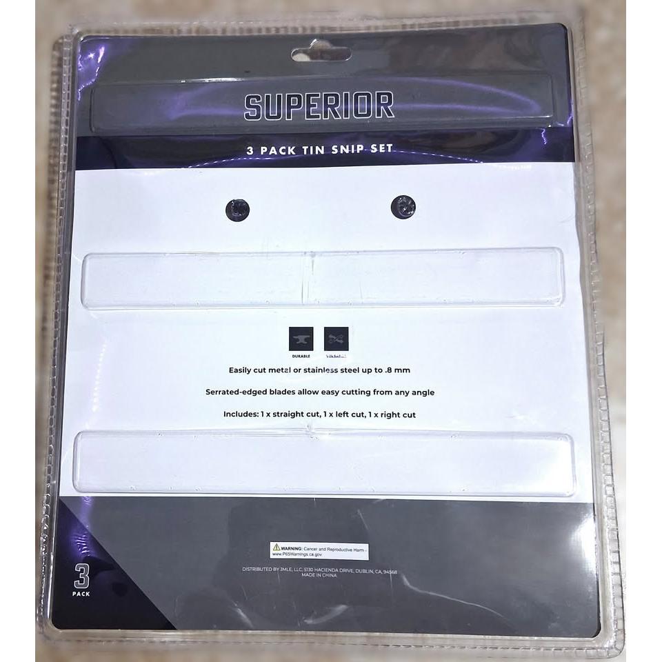 SUPERIOR Set 3 Tijeras para Metal Tin Snip Straight + Left + Right Cut Hojas Serradas 0.8mm