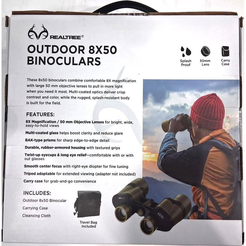 Vivitar Realtree Outdoor 8x50 Binoculars – Multi-Coated, Splash Proof (RLT850-BLK)