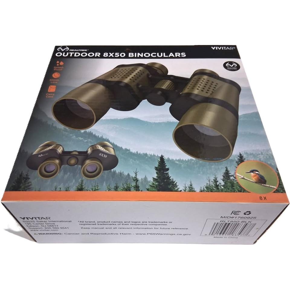 Vivitar Realtree Outdoor 8x50 Binoculars – Multi-Coated, Splash Proof (RLT850-BLK)