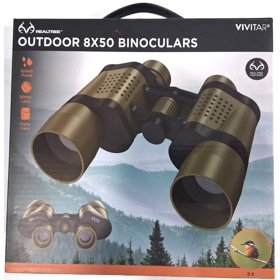 Vivitar Realtree Outdoor 8x50 Binoculars – Multi-Coated, Splash Proof (RLT850-BLK)
