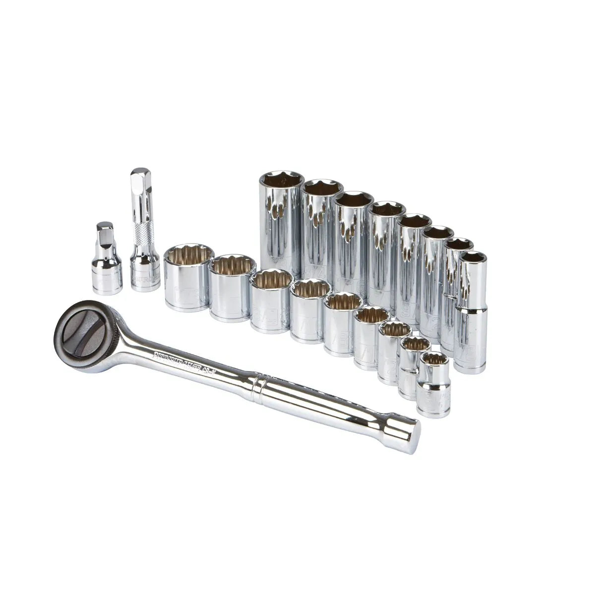 Pittsburgh 20-Piece SAE Socket Set – 3/8" Drive, Chrome Vanadium, Blow Mold Case