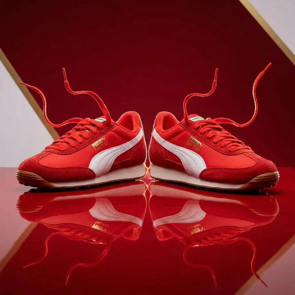 Puma Easy Rider – Tenis Retro Hombre Rojo Escarlata/Blanco/Suela Gum – Talla US 11