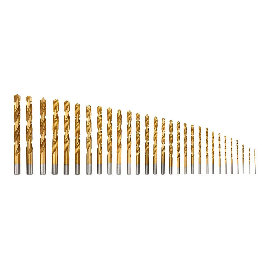 Warrior 29-Piece Titanium Index Drill Bit Set – 1/16" to 1/2", Wood, Plastic & Metal
