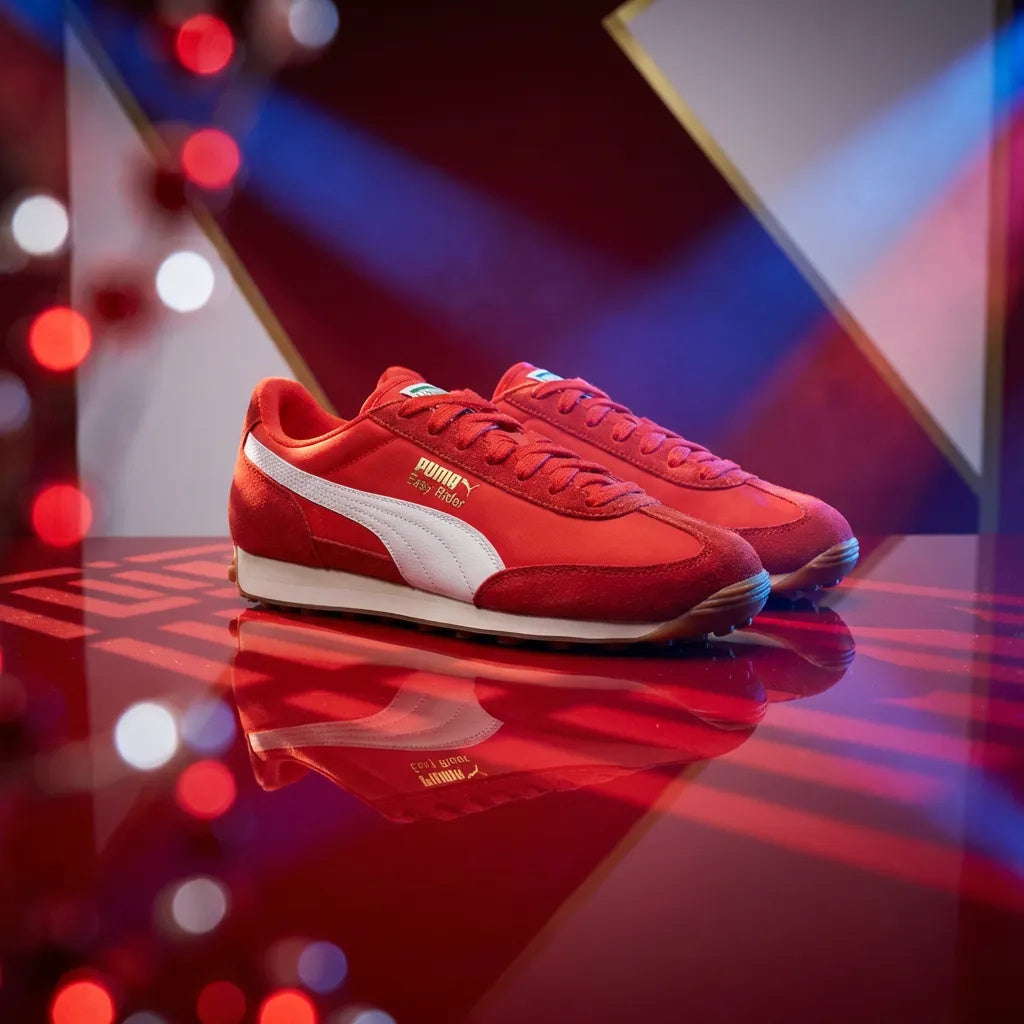 Puma Easy Rider – Tenis Retro Hombre Rojo Escarlata/Blanco/Suela Gum – Talla US 11