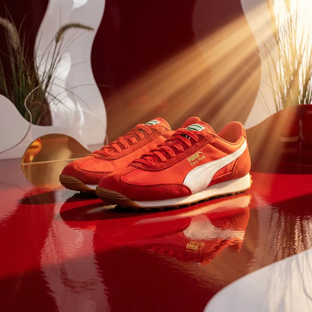 Puma Easy Rider – Tenis Retro Hombre Rojo Escarlata/Blanco/Suela Gum – Talla US 11