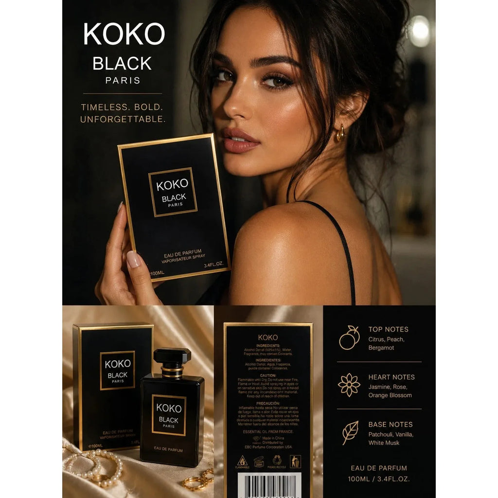Koko Black Paris Eau de Parfum for Women – Vaporisateur Spray, 100 ml / 3.4 fl.oz.