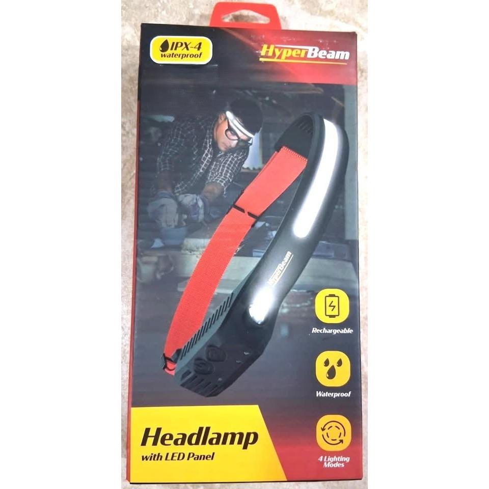 HyperBeam Lampara de Cabeza 400 Lumens LED Panel 4 Modos IPX-4 Waterproof Recargable Safety Reflector