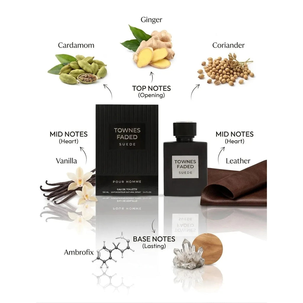 Townes Faded Suede Pour Homme Eau de Toilette – Natural Spray, 100 ml / 3.4 fl.oz.
